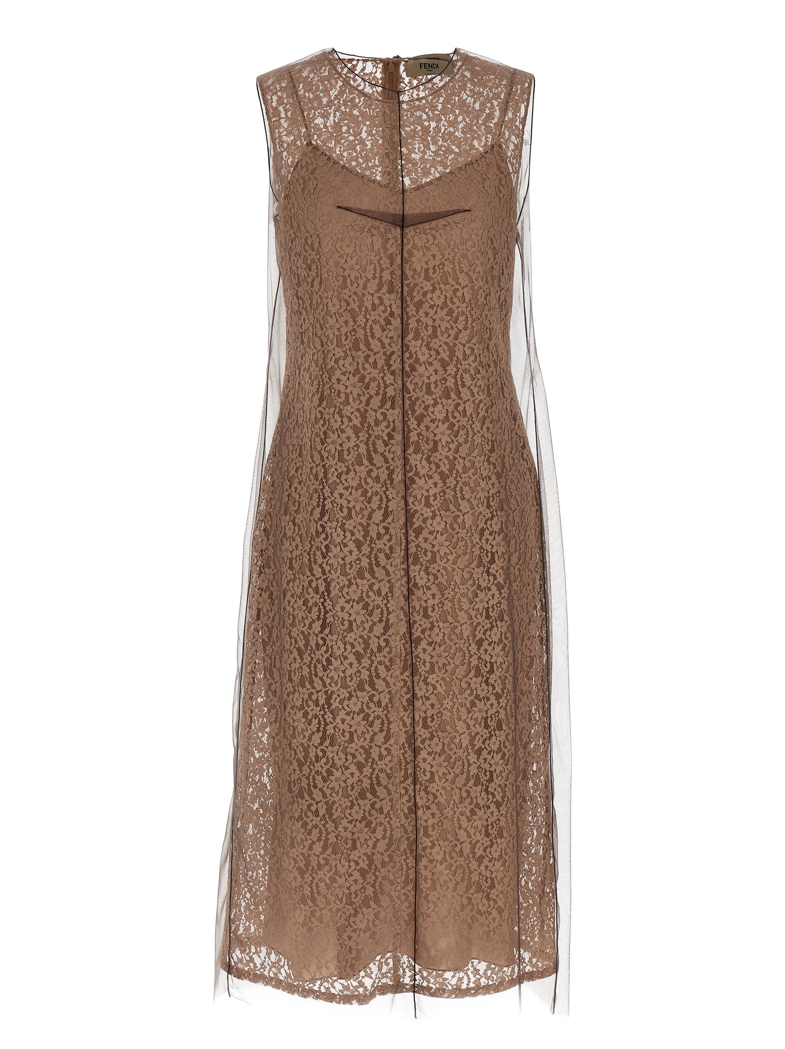 fendi dress women Fendi Floral Lace Dress Beige
