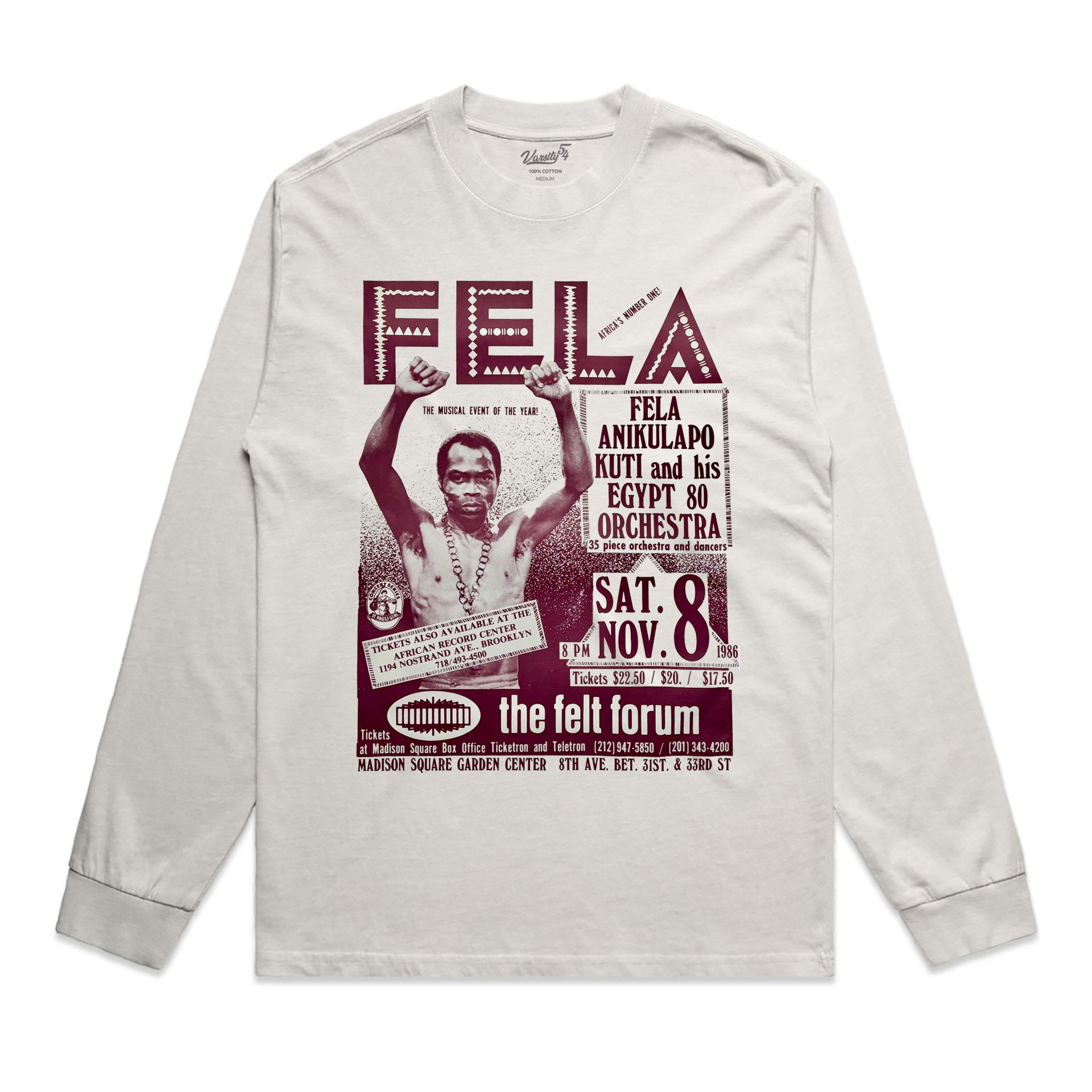 Fela Kuti 1986 Concert Poster L/S T-Shirt – Varsity54